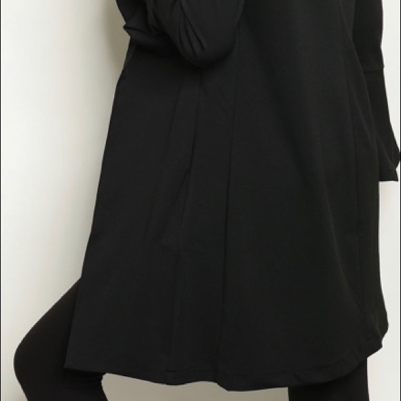 BLACK LONG LINE OPEN STYLE BLAZER JACKET - Picture 3 of 9